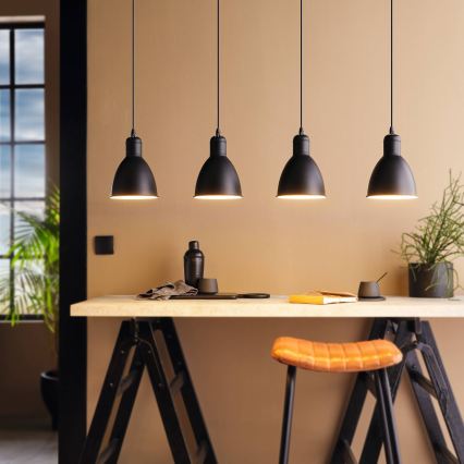 Eglo 55244 - Hanglamp aan kabel PRIDDY 4xE27/60W/230V zwart