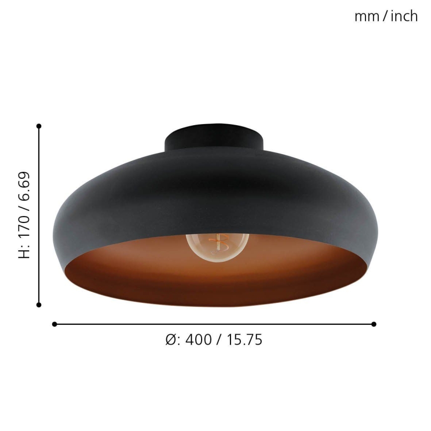 Eglo 55248 - Plafondlamp MOGANO 1xE27/60W/230V zwart