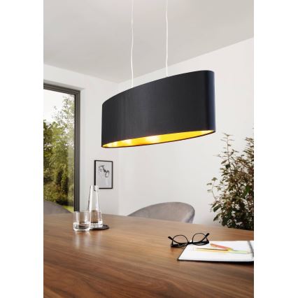 Eglo 55266 - Hanglamp aan een koord MASERLO 2xE27/60W/230V zwart