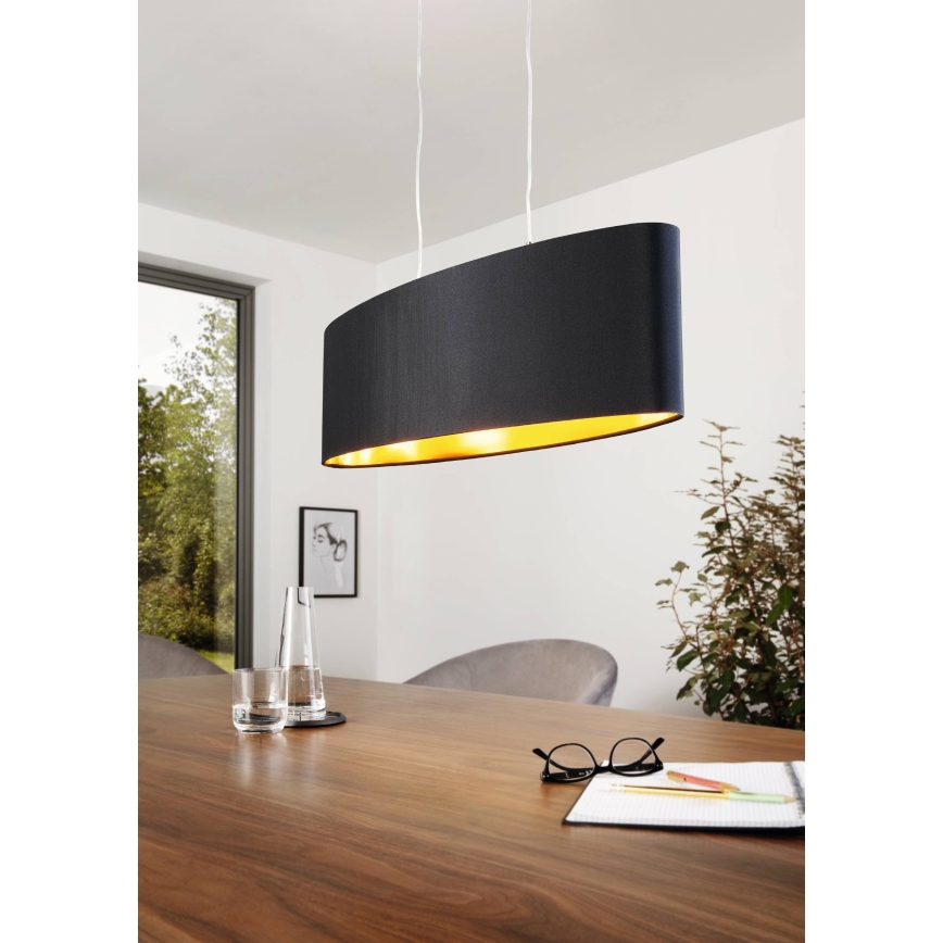 Eglo 55266 - Hanglamp aan een koord MASERLO 2xE27/60W/230V zwart