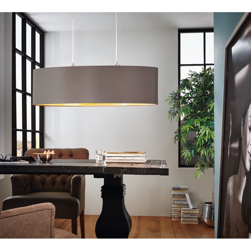 Eglo 55271 - Hanglamp aan een koord MASERLO 2xE27/60W/230V bruin