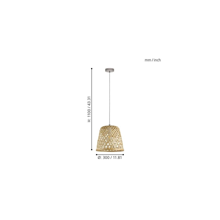 Eglo 55696 - Hanglamp met kabel KIRKCOLM 1xE27/60W/230V beige