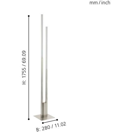 Eglo 55972 - Dimbare LED RGBW vloerlamp FRAIOLI-C LED/34W/230V 2700-6500K mat chroom + afstandsbediening