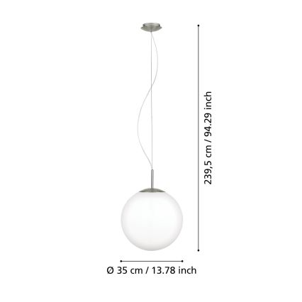 Eglo 63269 - Hanglamp met kabel PIEDALE 1xE27/60W/230V Ø 35 cm mat chroom