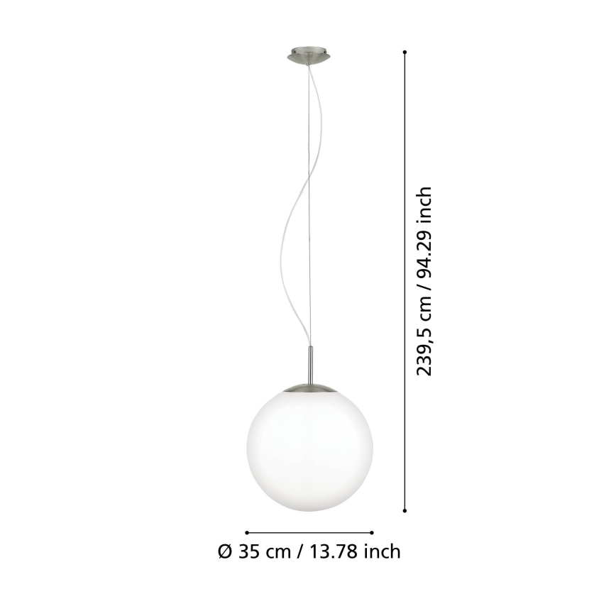 Eglo 63269 - Hanglamp met kabel PIEDALE 1xE27/60W/230V Ø 35 cm mat chroom