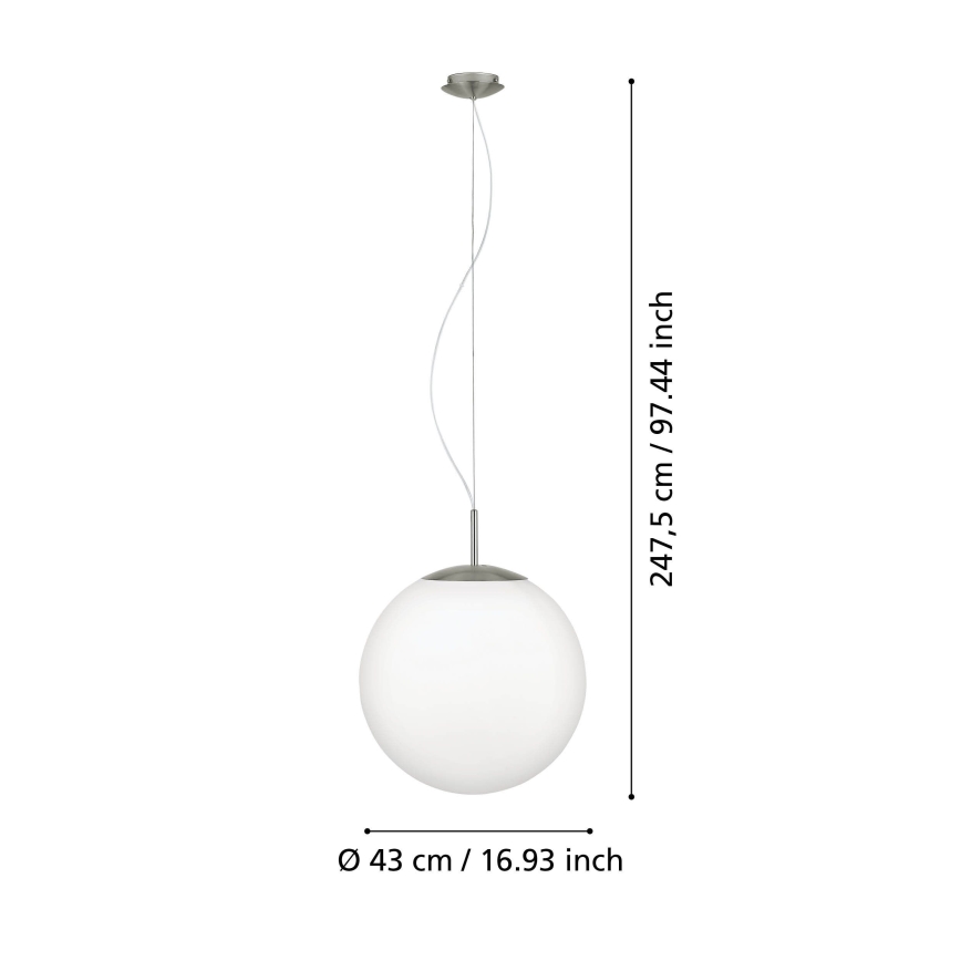 Eglo 63271 - Hanglamp aan kabel PIEDALE 1xE27/60W/230V Ø 43 cm mat chroom