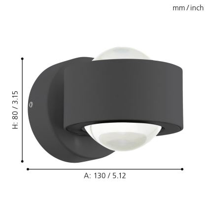Eglo 64496 - LED-wandlamp ONO PRO 2xLED/2,5W/230V antraciet