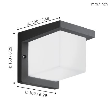 Eglo 65046 - LED Wandlamp voor buiten DESELLA PRO LED/10W/230V IP54 antraciet