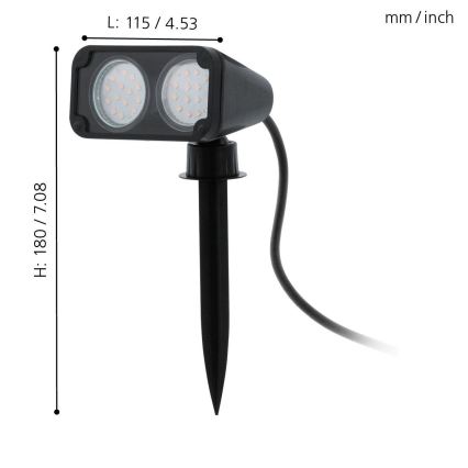 Eglo 75315 - LED Buitenlamp NEMA 2xGU10/2,8W/230V 3000K IP44