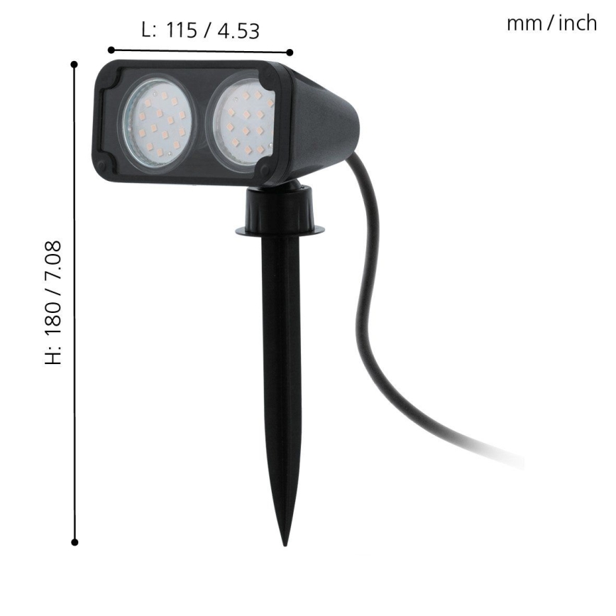 Eglo 75315 - LED Buitenlamp NEMA 2xGU10/2,8W/230V 3000K IP44