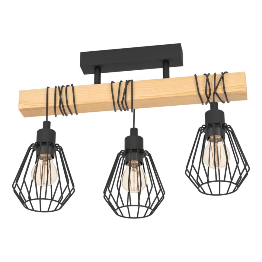 Eglo 780168 - Opbouwkroonluchter TABODI 3xE27/40W/230V grenen/zwart