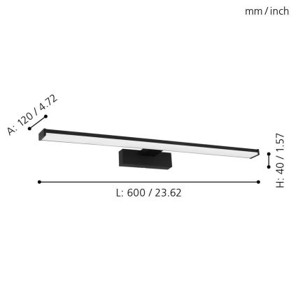 Eglo 780431 - LED Badkamer spiegelverlichting BETETA LED/11W/230V 60 cm IP44 zwart