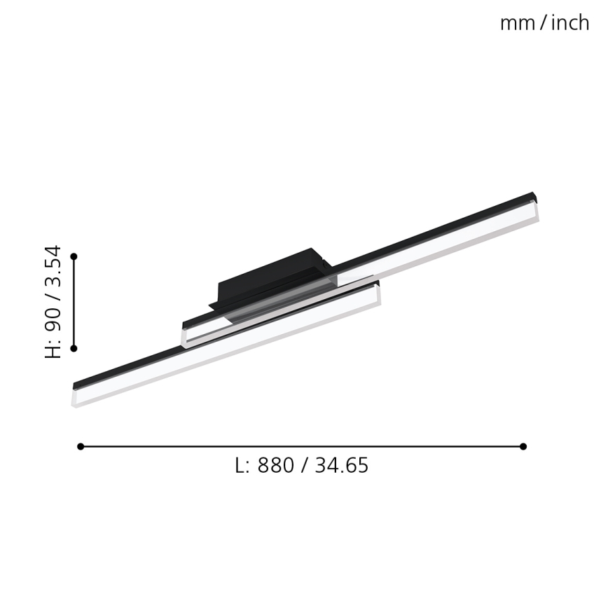 Eglo 780433 - LED plafondlamp voor badkamer YANGUAS 2xLED/11W/230V 3000K IP44 zwart