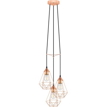 Eglo 78276 - Hanglamp aan kabel BYRON 3xE27/60W/230V koperen