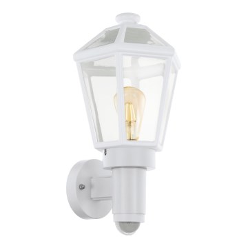Eglo 79288 - Buitenwandlamp met bewegings- en schemersensor MONSELICE 1xE27/28W/230V IP44 wit