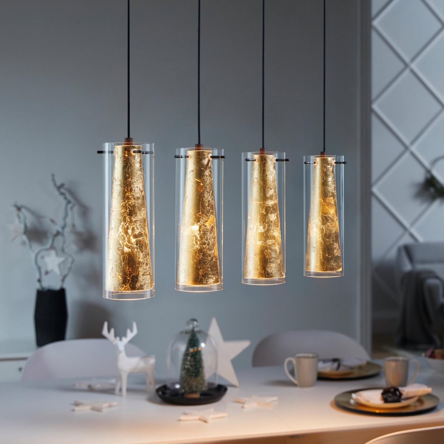 Eglo 79344 - Hanglamp aan een koord PINTO GOLD 4xE27/40W/230V goud