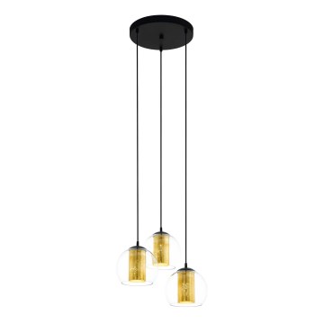 Eglo 79458 - Hanglamp met kabel BOLSANO 3xE27/28W/230V goud/zwart