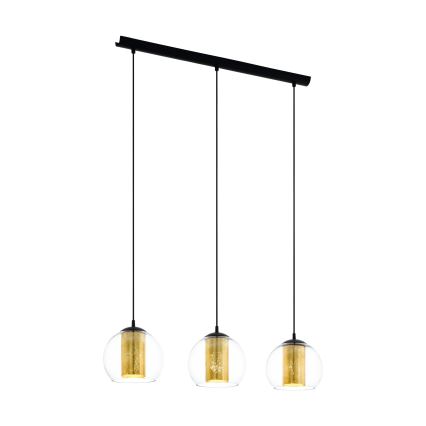 Eglo 79461 - Pendellamp met kabel BOLSANO 3xE27/28W/230V goud/zwart