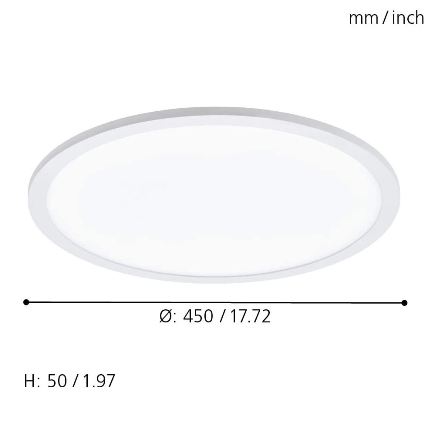 Eglo 79469 - Dimbare LED Plafondlamp POZZALLO LED/21W/230V 2700-6500K wit + afstandsbediening