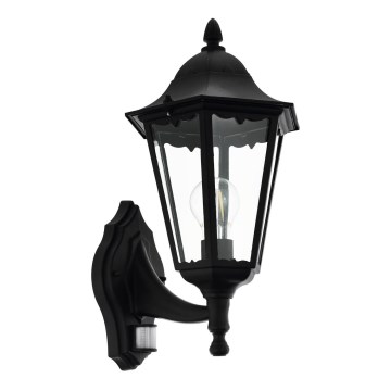 Eglo 79556 - Wandlamp voor buiten met sensor SANTA LUCIA 1xE27/60W/230V IP44 zwart