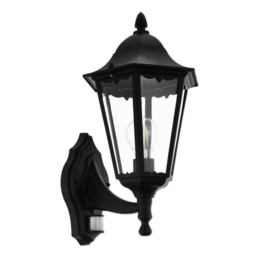Eglo 79556 - Wandlamp voor buiten met sensor SANTA LUCIA 1xE27/60W/230V IP44 zwart