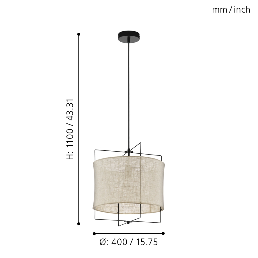 Eglo 79644 - Hanglamp met kabel BRIDEKIRK 1xE27/40W/230V