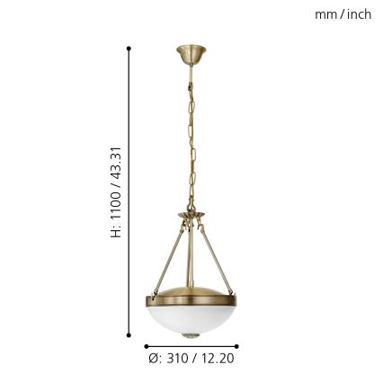 EGLO - Hanglamp aan een ketting 2xE27/60W/230V brons