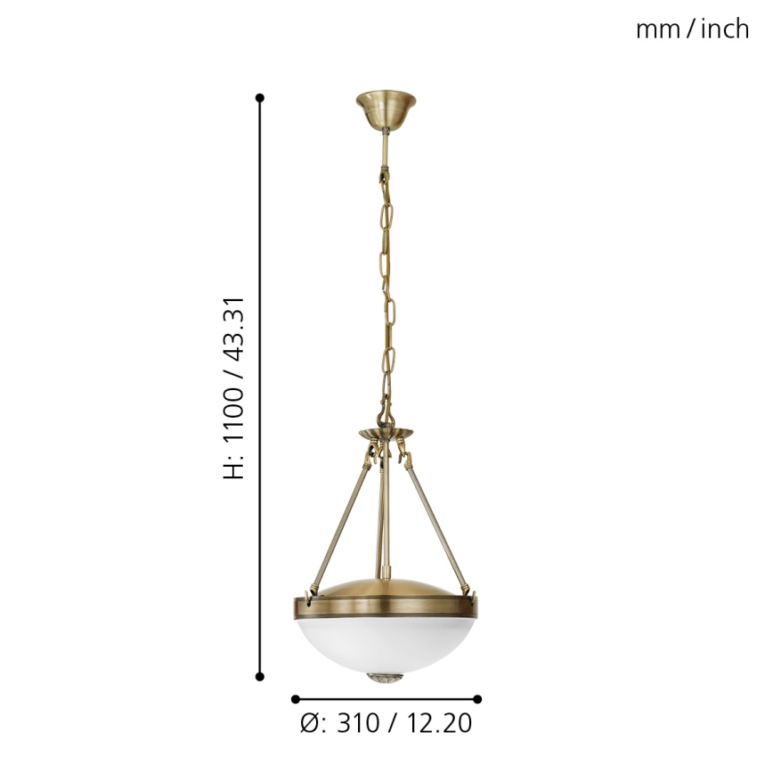 EGLO - Hanglamp aan een ketting 2xE27/60W/230V brons