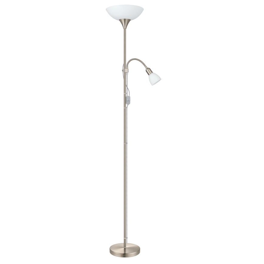 EGLO - Staande Lamp 1xE27/60W + 1xE14/25W mat chroom