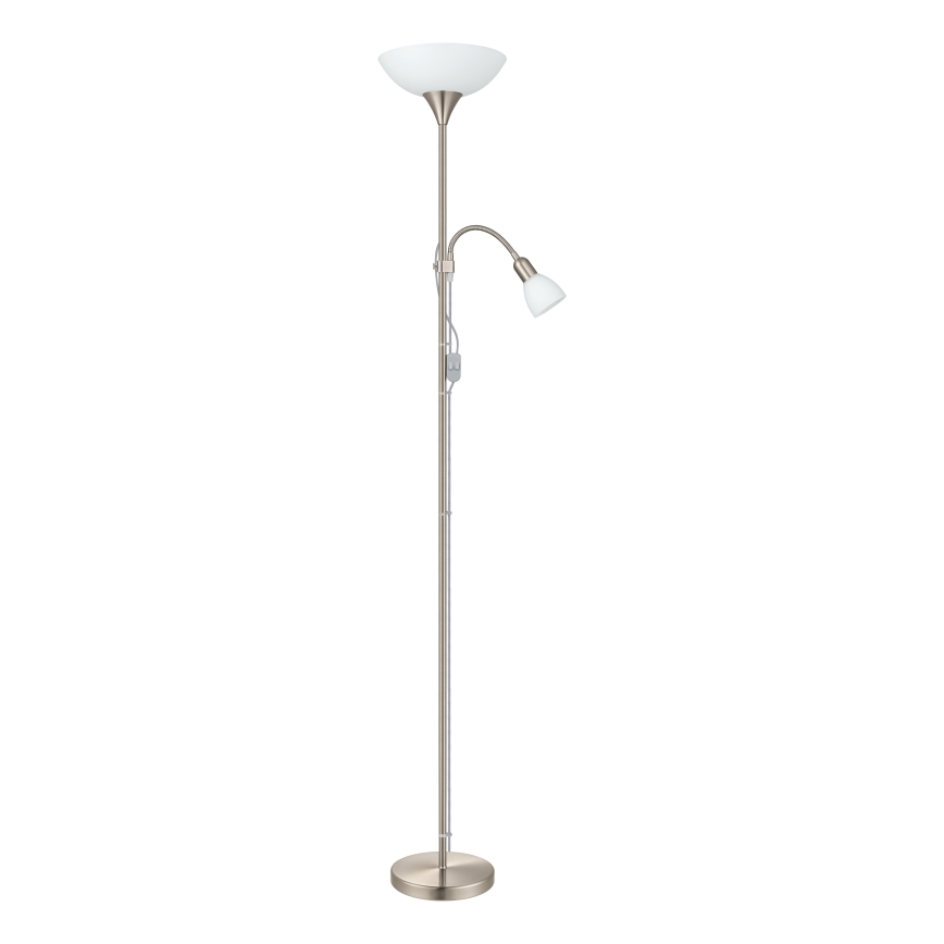 EGLO - Vloerlamp 1xE27/60W + 1xE14/25W mat chroom