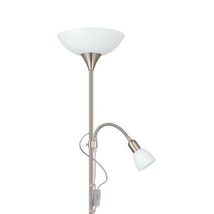 EGLO - Vloerlamp 1xE27/60W + 1xE14/25W mat chroom