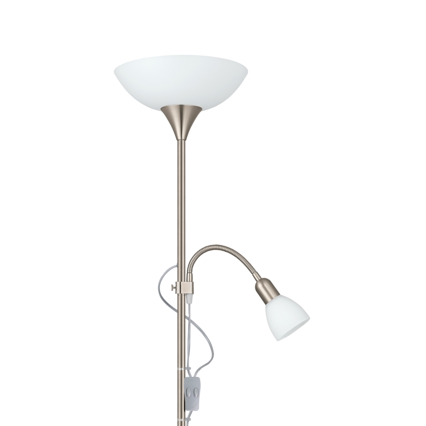 EGLO - Vloerlamp 1xE27/60W + 1xE14/25W mat chroom