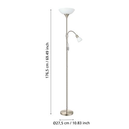 EGLO - Vloerlamp 1xE27/60W + 1xE14/25W mat chroom