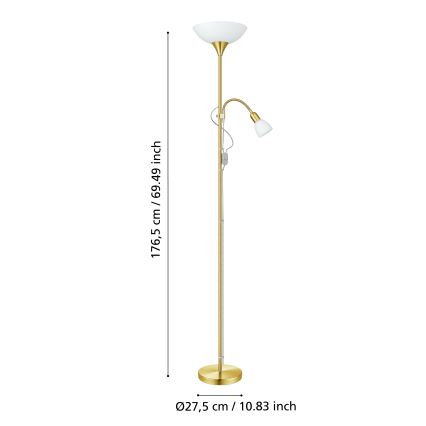EGLO - Staande Lamp 1xE27/60W + 1xE14/25W goud