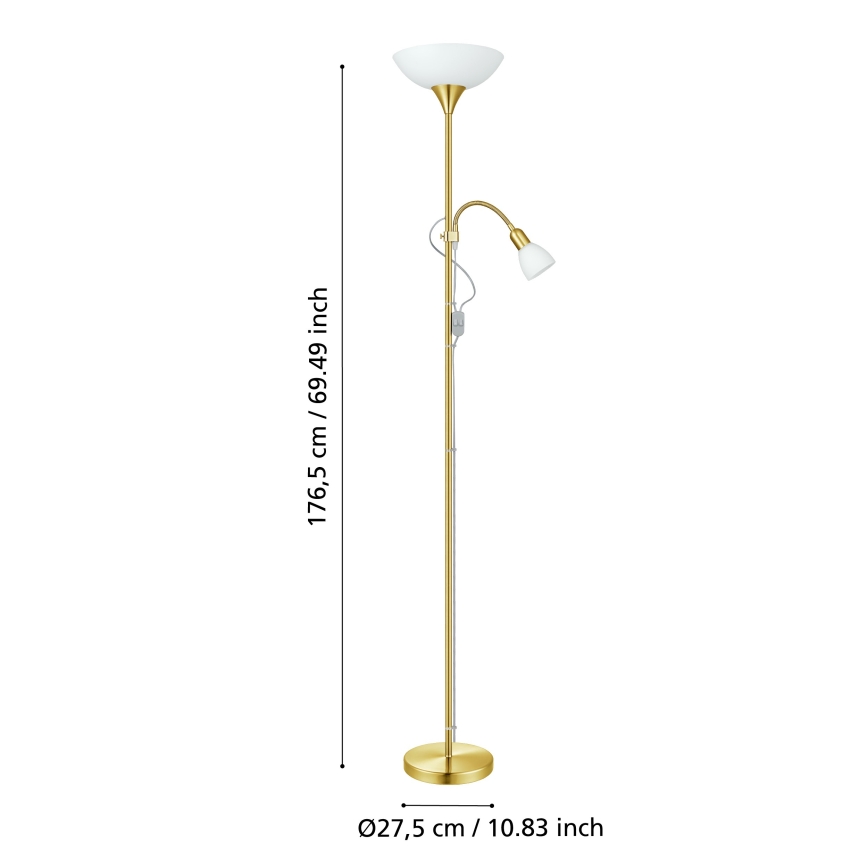 EGLO - Staande Lamp 1xE27/60W + 1xE14/25W goud
