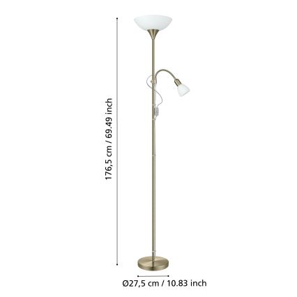 EGLO - Staande Lamp 1xE27/60W + 1xE14/25W messing