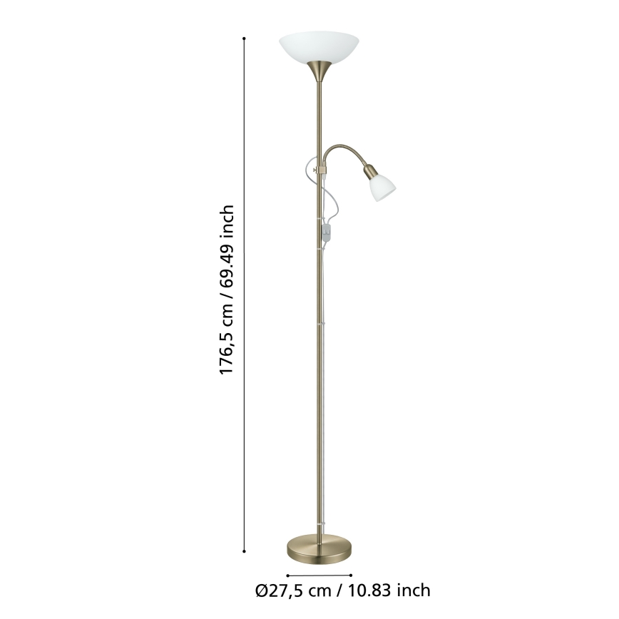 EGLO - Staande Lamp 1xE27/60W + 1xE14/25W messing