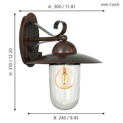 EGLO - Buiten wandlamp 1xE27/60W IP44