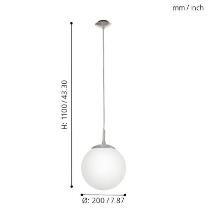 EGLO - Hanglamp aan een koord 1xE27/60W/230V diameter 20 cm