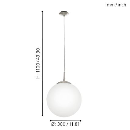 EGLO - Hanglamp aan een koord 1xE27/60W/230V diameter 30 cm wit