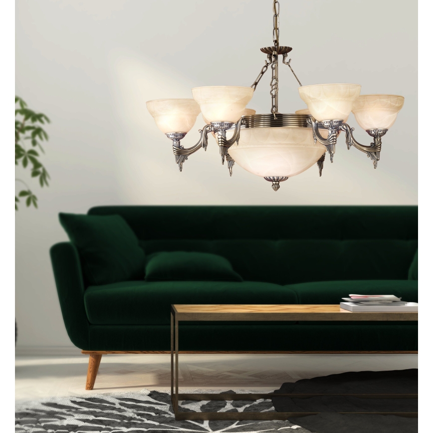 EGLO - Hanglamp aan ketting 9xE14/60W alabaster glas