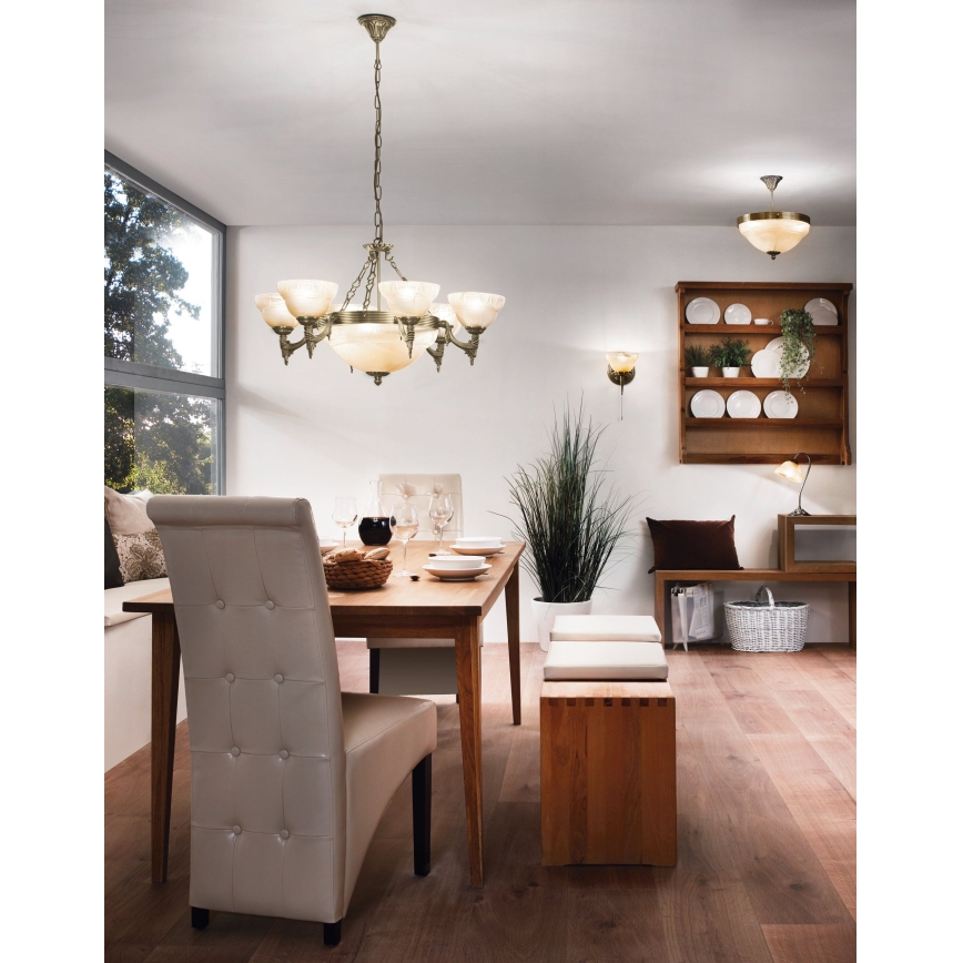 EGLO - Hanglamp aan ketting 9xE14/60W alabaster glas