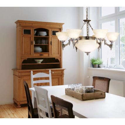 EGLO - Hanglamp aan ketting 9xE14/60W alabaster glas