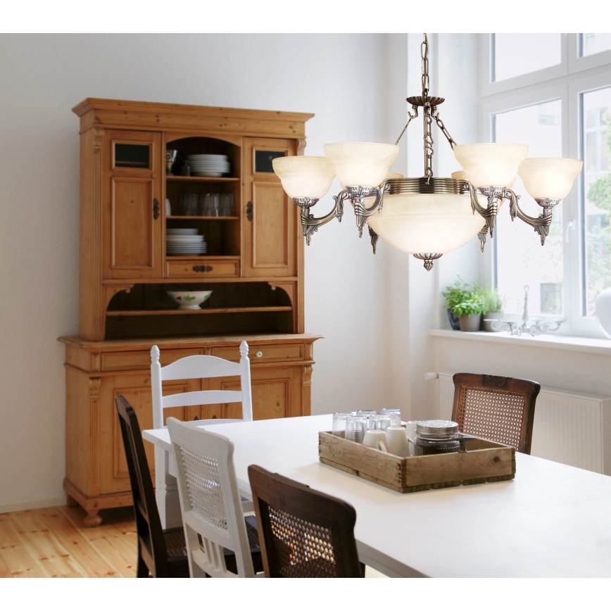 EGLO - Hanglamp aan ketting 9xE14/60W alabaster glas