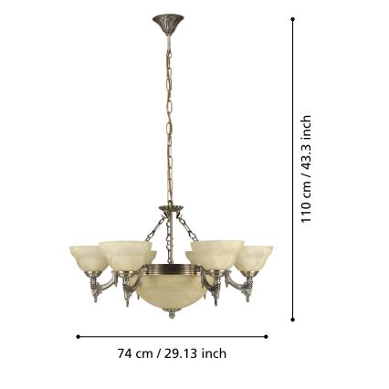 EGLO - Hanglamp aan ketting 9xE14/60W alabaster glas