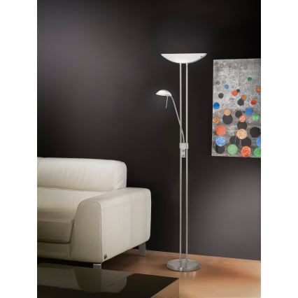 EGLO - Dimbare vloerlamp BAYA 1xR7s/230W+1xG9/33W mat chroom