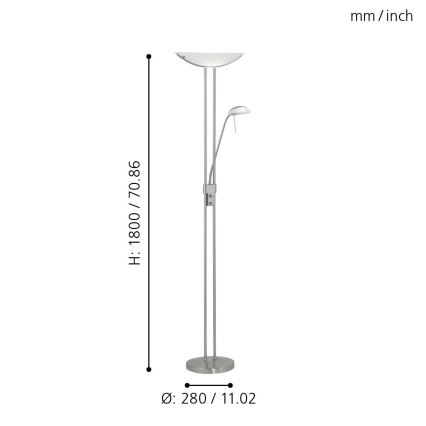 EGLO - Dimbare vloerlamp BAYA 1xR7s/230W+1xG9/33W mat chroom