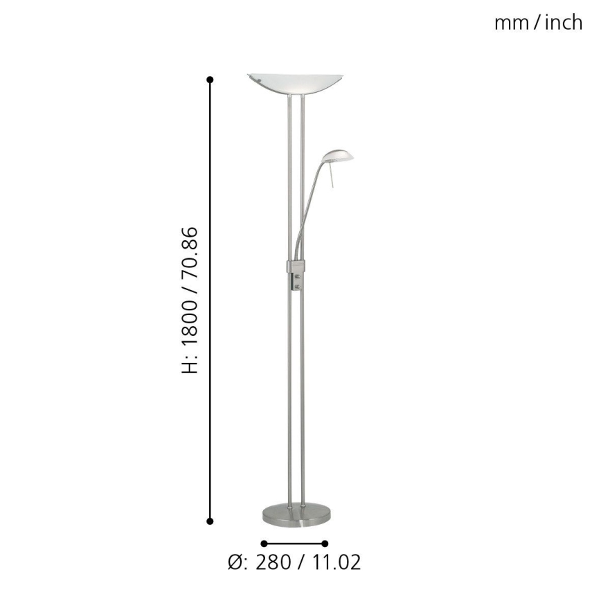 EGLO - Dimbare vloerlamp BAYA 1xR7s/230W+1xG9/33W mat chroom