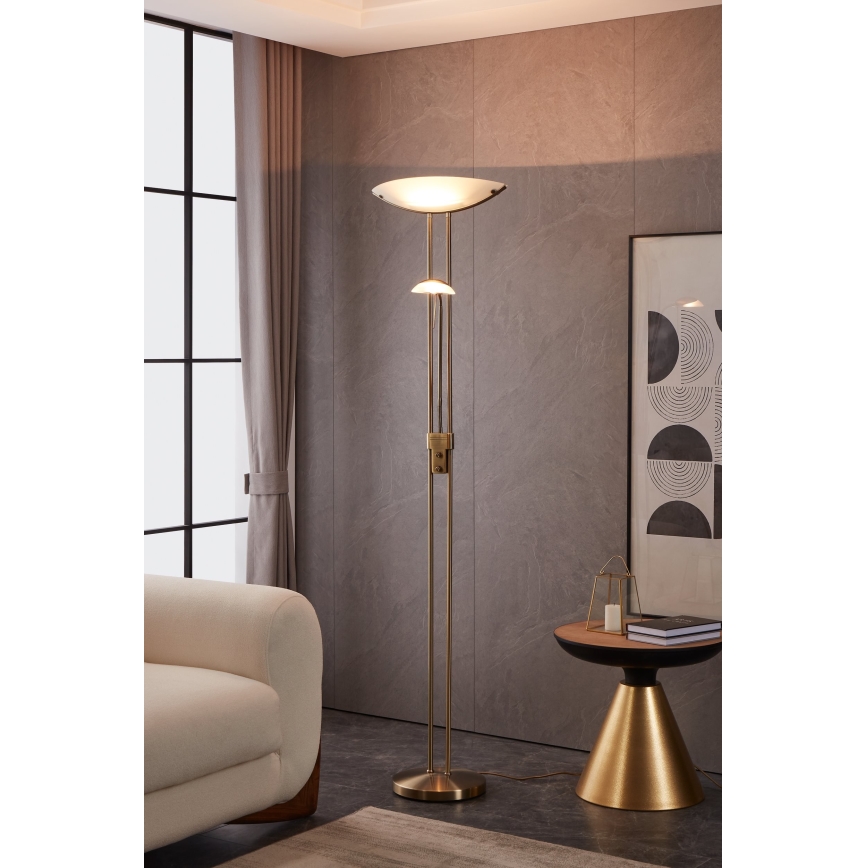 EGLO - Dimbare staande lamp BAYA 1xR7s/230W + 1xG9/33W brons