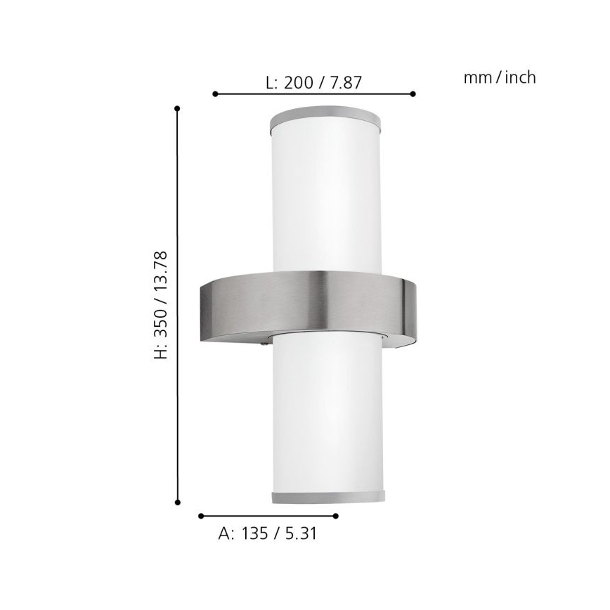 EGLO - Buiten wandlamp 2xE27/60W zilver / wit IP44